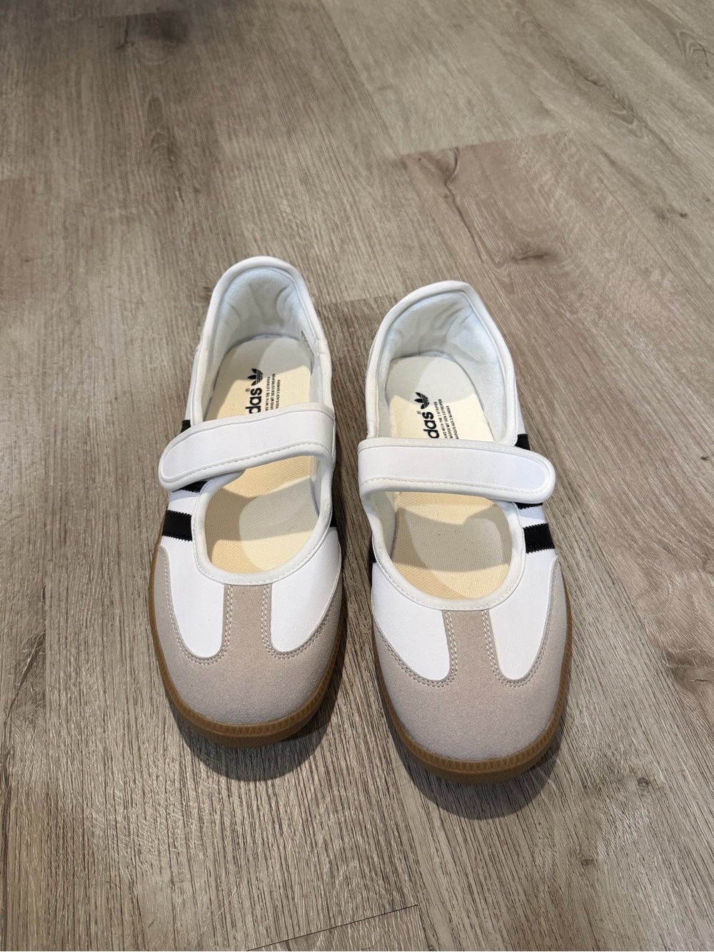 adidas Womens White and Beige Mary Jane Sneakers